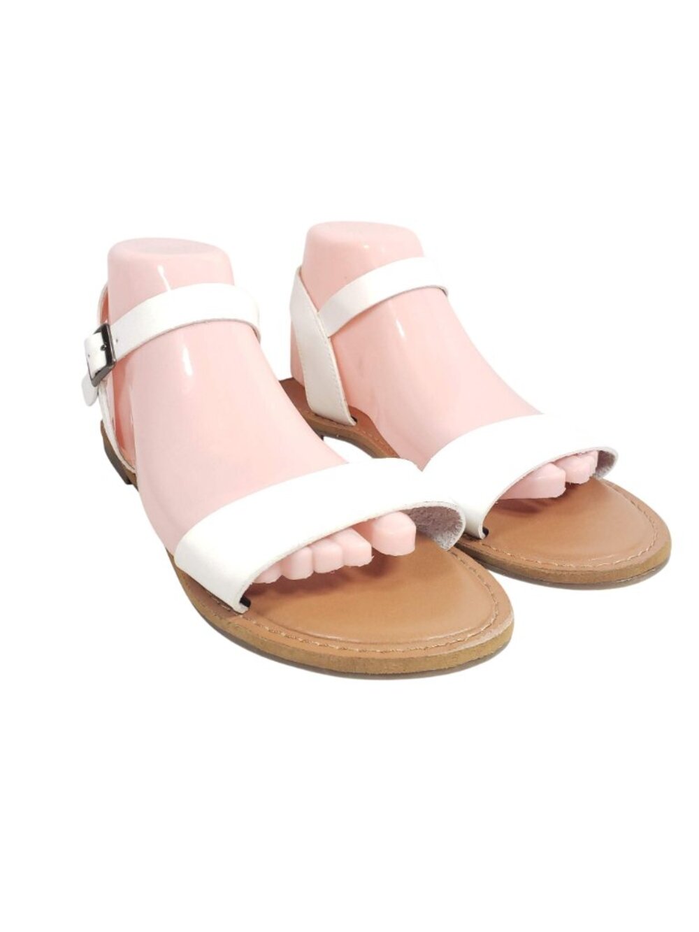 Rampage Open Toe Sandals Women's Size 9.5 White Faux Leather - Picture 3 of 7